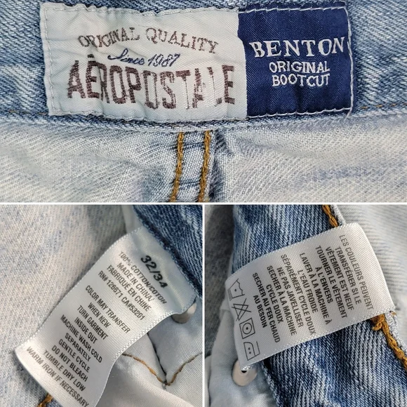 Aeropostale Benton Original Bootcut Wide Leg Thrashed Denim Jeans Men's Size 32 - Picture 16 of 16